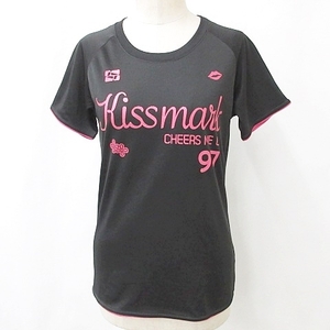 キスマーク kissmark Tシャツ スポーツウェア 半袖 丸首 ロゴ 文字 黒 ピンク ブラック M レディース