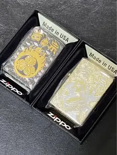 zippo 吉宗 ゴールド ブラック 2点 両面特殊刻印 限定品 2013年製