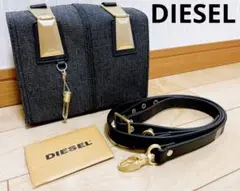 『DIESEL』ロゴ入り★ブラックデニム×ゴールド★DIESEL バッグ