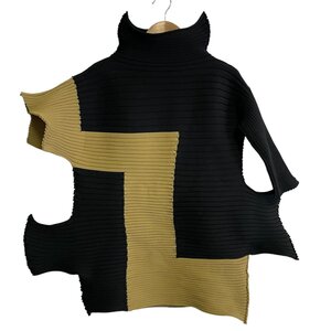 美品 23AW ISSEY MIYAKE イッセイミヤケ RECTILINEAR ニット デザインセーター IM33KN302 2 ブラック×ブラウン ◆