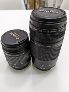 【1円～】CANON キヤノン カメラレンズ EF 75-300 4-5.6 ll / EF 28-80 3.5-5.6 IV 2本 動作品