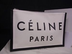 ■新品■未使用■ CELINE セリーヌ キャンバス×レザー クラッチバッグ セカンドバッグ レディース ホワイト系×ブラック系 AW5609