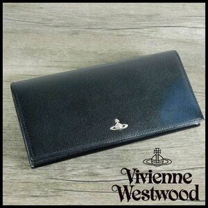 新品 箱付 即決 ヴィヴィアンウエストウッド 長財布 ADVAN(アドバン)加工 ネイビー 牛革 Vivienne Westwood メンズ 【3797】