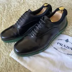 プラダ PRADA プレーントゥ レザーシューズ 厚底 ラバーソール 61/2