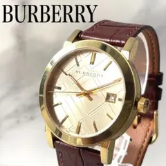 稼動品　BURBERRY バーバリー　ゴールド　ラウンド　腕時計　デイト　腕時計