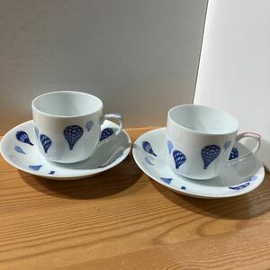 深川製磁【バルーン　カップ&ソーサー　2客】気球　佐賀バルーンフェスティバル