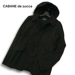 CABANE de zucca カバンド ズッカ 通年★ コットン フーディー ジャケット Sz.M メンズ 黒 日本製　A5T00104_1#O