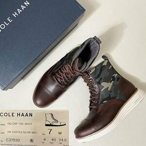 【激安 新品 送料無料 定価40,700円】Cole Haan コールハーン カモフラ オリジナルグランド キャップトゥ ブーツ シューズ US7M 24.5cm 茶