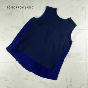 TOMORROWLAND トゥモローランド バックプリーツノースリーブトップス レディース 紺 ネイビー サイズS*HC712