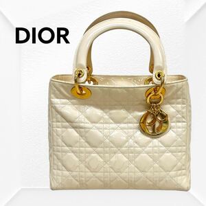 Christian Dior クリスチャン ディオール レディディオール エナメル パテントレザー ロゴチャーム ハンドバッグ MA-1907