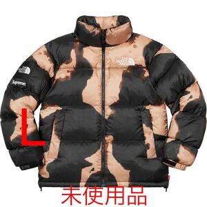 L 21AW Supreme The North Face Bleached Denim Print Nuptse Jacket Black Down シュプリーム ノースフェイス ヌプシ ダウンジャケット