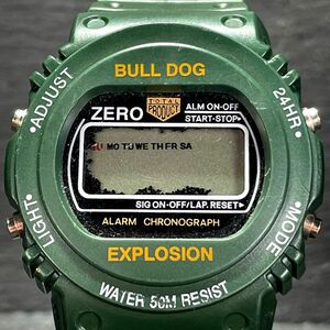 J-AXIS ジェイアクシス BULL DOG ブルドッグ 腕時計 デジタル クオーツ ラバーバンド グリーン 多機能 カレンダー ブラック文字盤