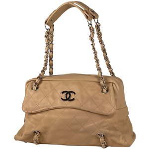 シャネル CHANEL ココマーク チェーン ショルダーバッグ トートバッグ レザー ベージュ レディース 【中古】