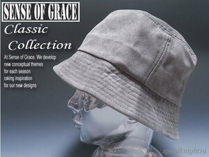 grace★2wayスエードタッチバケットハット/ポークパイハット【GR】新品 サイズ調節可能 男女兼用 手洗いOK! センスオブグレース