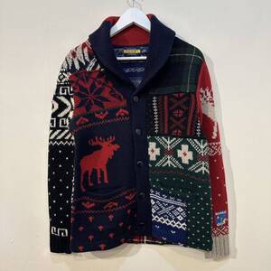 Ralph Lauren RUGBY Shawl Patchwork Cardigan ラルフローレン ラグビー パッチワーク ニット カーディガン 雪柄 インディアン ネイティブ