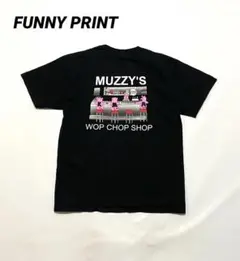 00’s ポート&カンパニー ファニープリントTシャツ ローカルショップ 黒 L