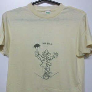 80s USA製 Tシャツ S 黄色　ピエロ　キャラクター　染み込み　 ビンテージ　アメカジ古着　sy2629