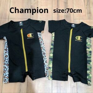 チャンピオン champion 2枚SET ロンパース 70 半袖 ブラック