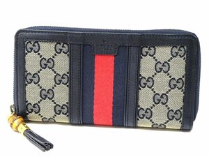 保存箱 グッチ GUCCI シェリーライン GGキャンバス ランマ ラウンドファスナー 長財布 353651【良品】