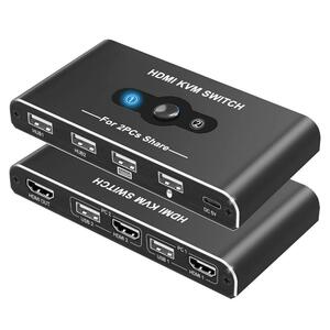 KVMスイッチ HDMI 2入力1出力 USB 切替器 4K@60Hz 簡単接続