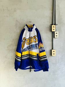 90s 90年代 00s 2000年代asics アシックス ナイロン ジャケット ビッグ サイズ パーカ ビンテージ 古着 ブルゾン ジップ y2k y3kシルバー