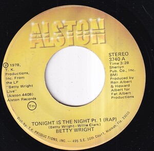 Betty Wright - Tonight Is The Night Pt. 1 (Rap) / Tonight Is The Night Pt. 2 (Song) (B) SF-X279