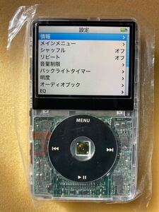 iPod classic HDD→ コンパクトフラッシュ32GB&バッテリー交換済　iTunes同期動作確認済み スケルトンマスク& ホームボタン&液晶交換　