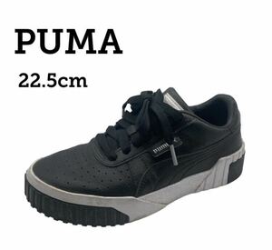 【即日発送】プーマ カリウエッジ 厚底 スニーカー ブラック PUMA CALIWMINS 22.5cm 黒 レディース 運動靴 レザー