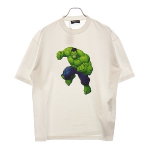 BALENCIAGA バレンシアガ 21SS × MARVEL UNSEX Incredible Hulk マーベル ハルク プリント 半袖Tシャツ ホワイト 612966