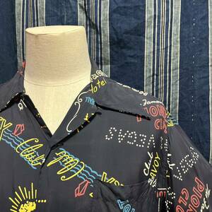 rare 50s campus box shirt neonsign pattern usa 50年代 ネオンサイン レーヨンシャツ ロカビリー rockabilly rockabillystyle ロカシャツ