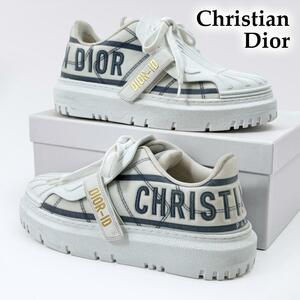 クリスチャン ディオール スニーカー Dior ID 36.5 diorid キルティング 白 ホワイト デカロゴ ビッグロゴ ロゴライン 金ロゴ ファブリック