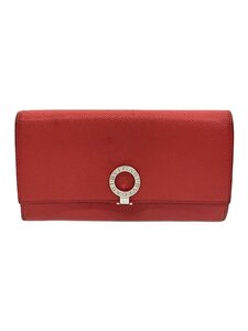 BVLGARI◆長財布/レザー/RED/無地/レディース/37681//