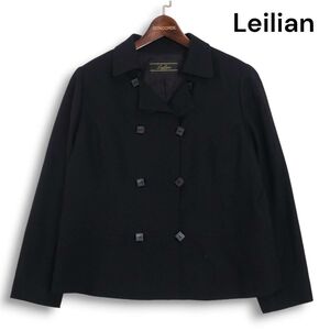 Leilian レリアン プラスハウス 秋冬 シルク混♪ ウール ダブル ジャケット Sz.13+　レディース 日本製 大きいサイズ 特大　K4T01550_A#N