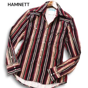 HAMNETT キャサリン ハムネット 秋冬★ ウエスタン ストライプ コーデュロイ シャツ 長袖 スリム Sz.M メンズ　C4T10141_B#B