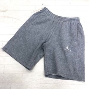 1645◎ NIKE JORDAN ナイキ スウェット パンツ ボトムス ズボン ハーフ ショート ウエストゴム ロゴ 刺繍 グレー メンズM