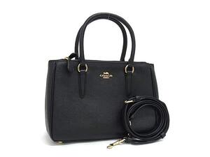 1円 ■極美品■ COACH コーチ F44962 ミニサリー キャリーオール レザー 2WAY ハンドバッグ ショルダー クロスボディ ブラック系 FF3203