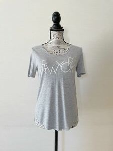 ニューヨーク H&M 半袖 シャツ NY インポート 人気 グレー ロゴ TEE クルーネック カットソー レディース ヨガ スクリプトグラフィック