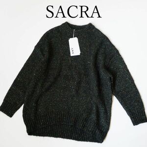 サクラ SACRA ニット オリーブ クルーネック 長袖 セーター ニット