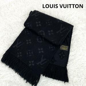 LOUIS VUITTON ルイヴィトン モノグラム ロゴマニア ロゴ総柄 マフラー ストール 男女兼用 ユニセックス 刺繍デザイン シルク混