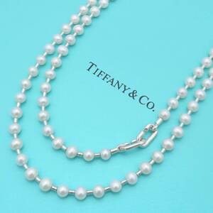 【送料無料】 未使用 Tiffany&Co. ティファニー ハードウェア パール ロング シルバー ネックレス Ag925 SV 真珠 HA399