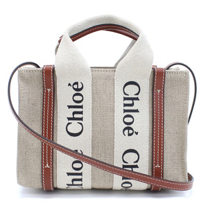 クロエ CHLOE トートバッグ ブランド ロゴ ウッディ CHC22AP237I26　90UWHITE-BROWN ホワイト系 新品・未使用