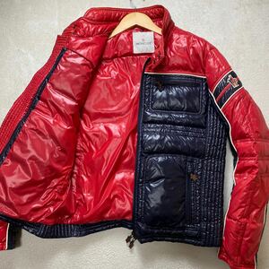 【美品・最高峰】 MONCLER モンクレール メンズ ライダース ダウン ダブルジップ キルティング バイカラー カントン サイズ1 S〜M相当