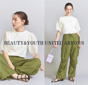 BEAUTY&YOUTH UNITED ARROWS アローズ 23SS コットン天竺シアー5分袖カットソー 着映えカットソー◎ ブラウスライクで華やか F 定価9,900円