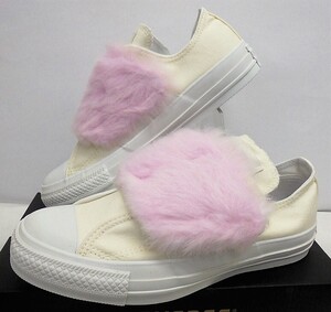 ★新品★CONVERSE ALL STAR PASTELFUR SLIP OX(オールスターパステルファー スリップ ）ホワイト/ピンク23.0