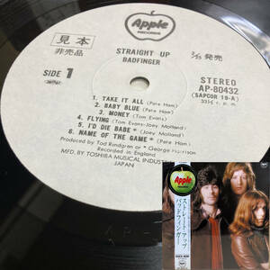 PROMO！美盤LP帯付！バッドフィンガー Badfinger / Straight Up Toshiba AP-80432 見本盤 GEORGE HARRISON SAMPLE JAPAN 1ST PRESS OBI NM