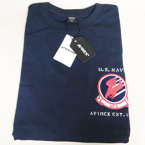 【未使用品】AVIREX Tシャツ 783-3934012 TOP GUN SHEETING PATCH メンズ XL ネイビー アヴィレックス トップガン