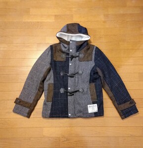 Harris Tweed ハリスツイード 　古着　パッチワーク　ダッフルコート　リメイクジャケット　　2312240000000002