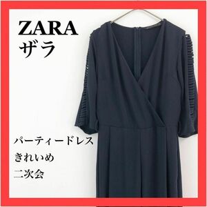 ZARA ザラ　オールインワン　パーティードレス　二次会　きれいめ　ネイビー