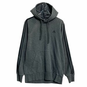 adidas プリントスウェット パーカー アディダス M ダークグレー 裏起毛 プルオーバー 古着卸 アメリカ仕入 a611-6918