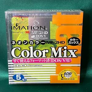 IMATION 3.5型 フロッピーディスク フォーマット済 ネオンカラー MF/2HD Color Mix DOS/V用 5枚入 イメーション PC98-NX PC9821 スケルトン